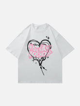 Irregular Heart Letter Print Tee
